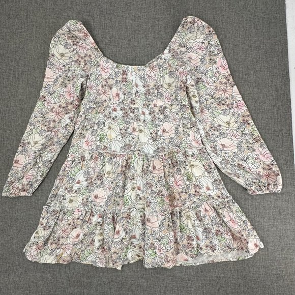 Arizona Jean Boho Dress Floral long Sleeve Small Off The Shoulder Ruffled/Pleate - Picture 11 of 13